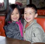 Sangha with her cousin Matthew (6 years)